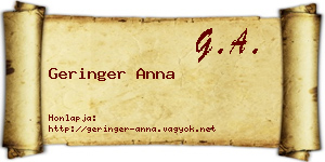 Geringer Anna névjegykártya